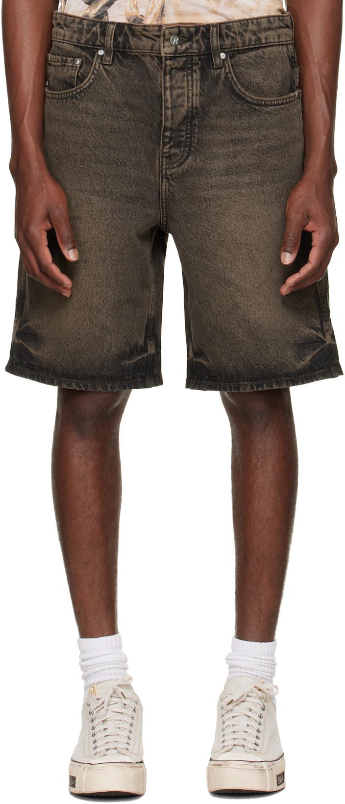 Brown Overdyed Denim Shorts by REPRESENT