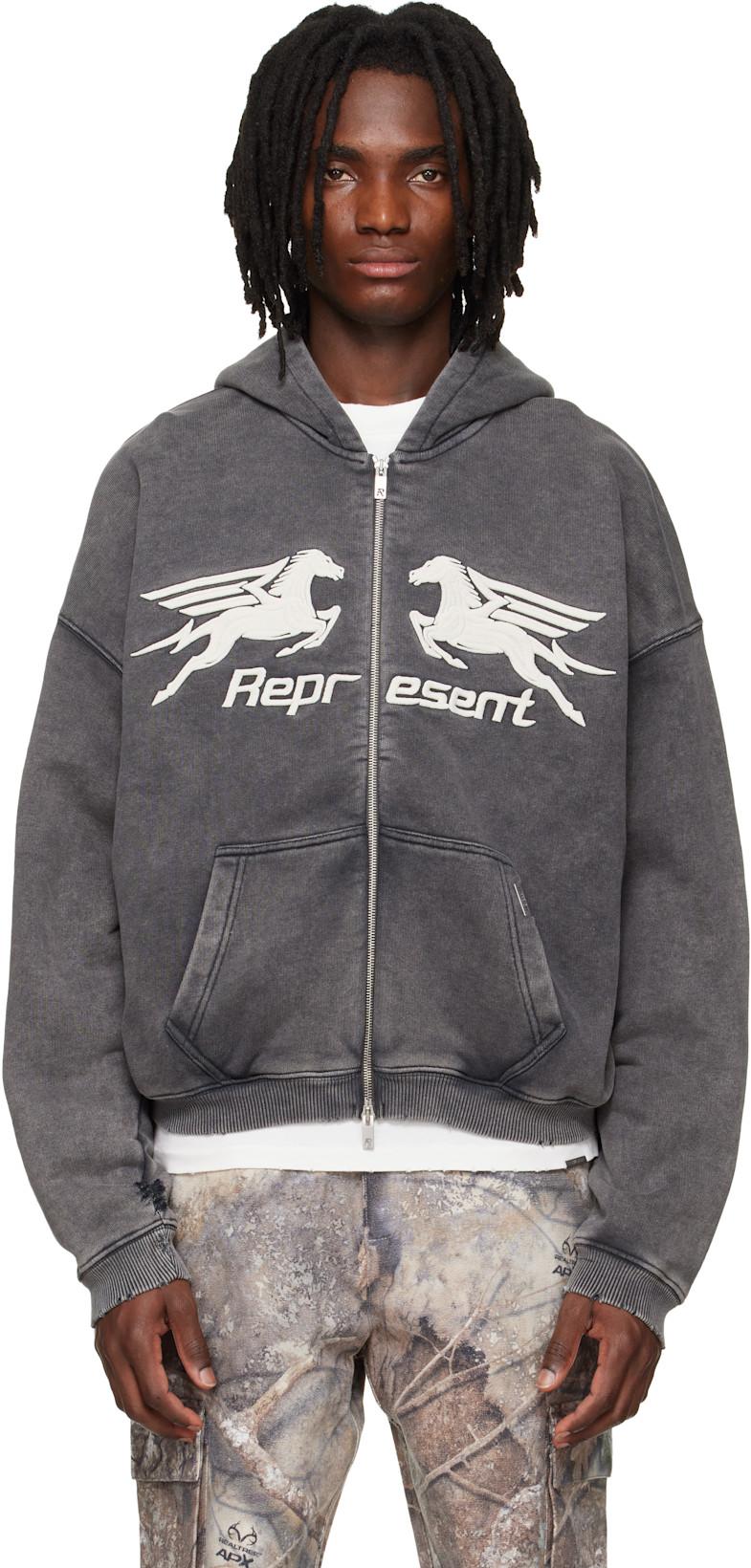 Gray Pegasus Zip Through Hoodie by REPRESENT