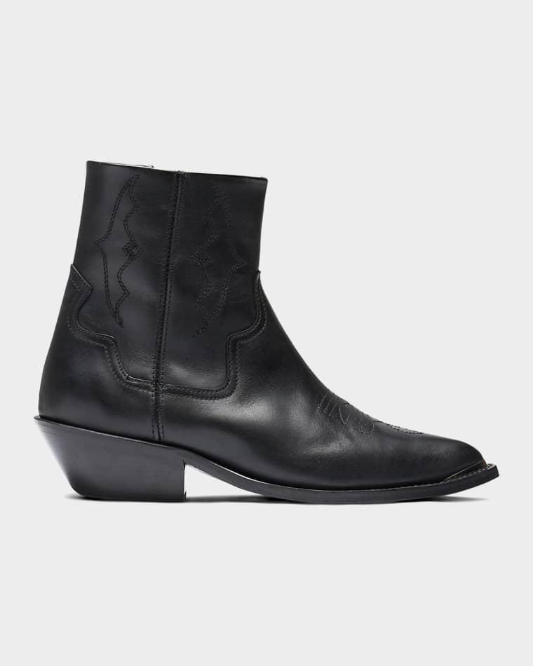 Men's Michael Leather Zip-Up Western Ankle Boots by REPRESENT