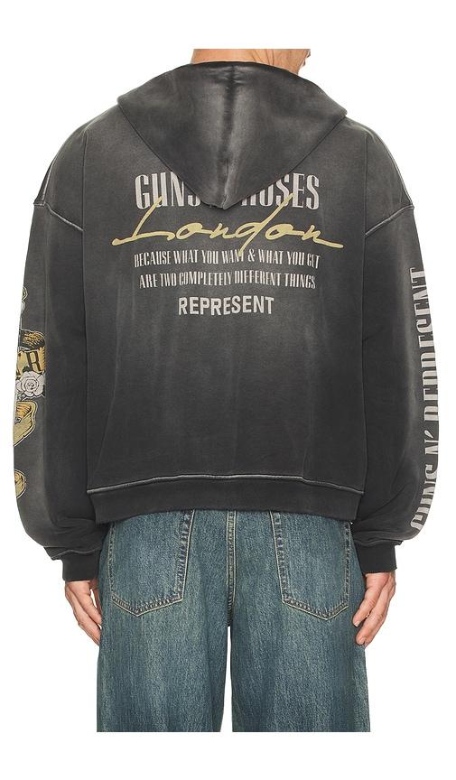 REPRESENT x Guns N' Roses Cross Zip Through Hoodie in Black by REPRESENT