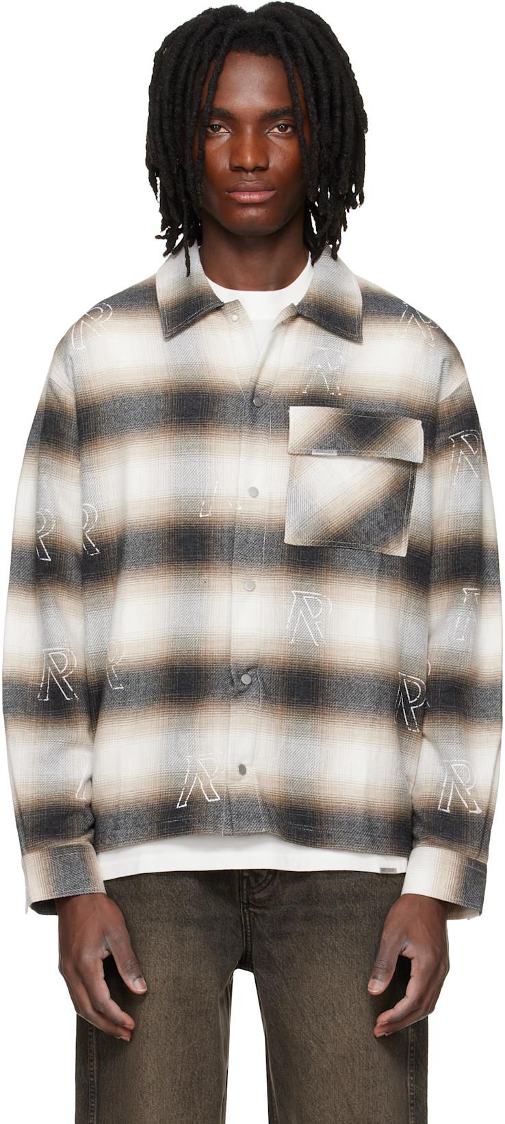 White & Brown All Over Initial Flannel Shirt by REPRESENT