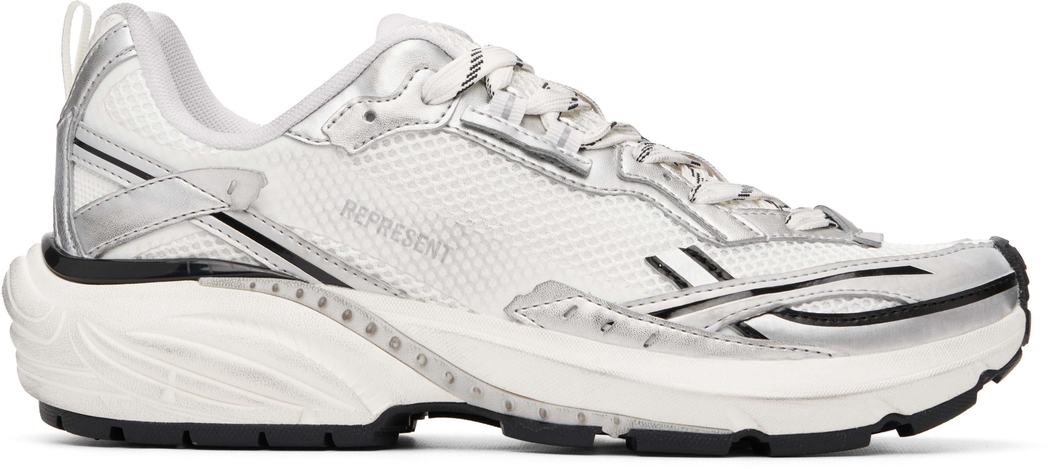 White & Silver Storm Torn Sneakers by REPRESENT