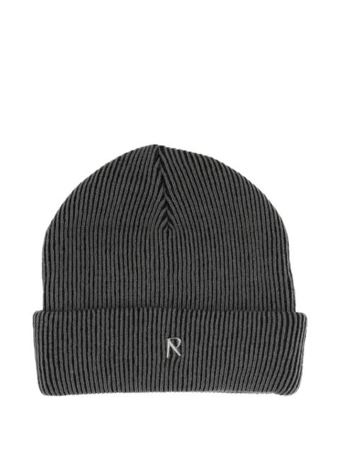 ribbed logo-plaque beanie hat by REPRESENT