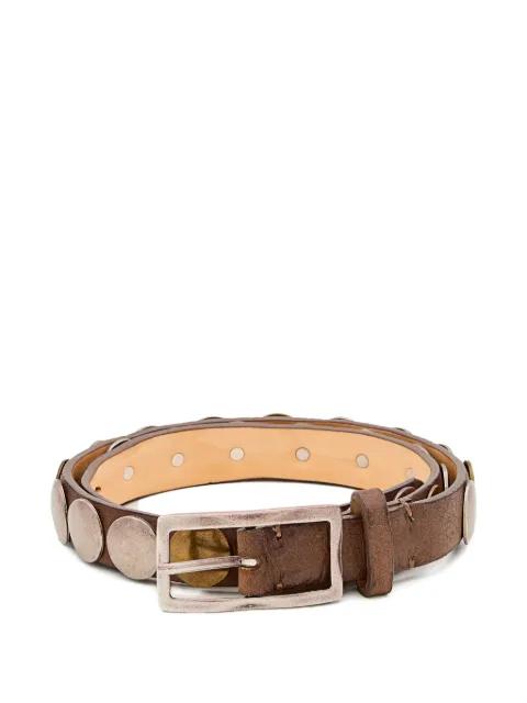 rectangular buckle studded leather belt by REPTILE'S HOUSE