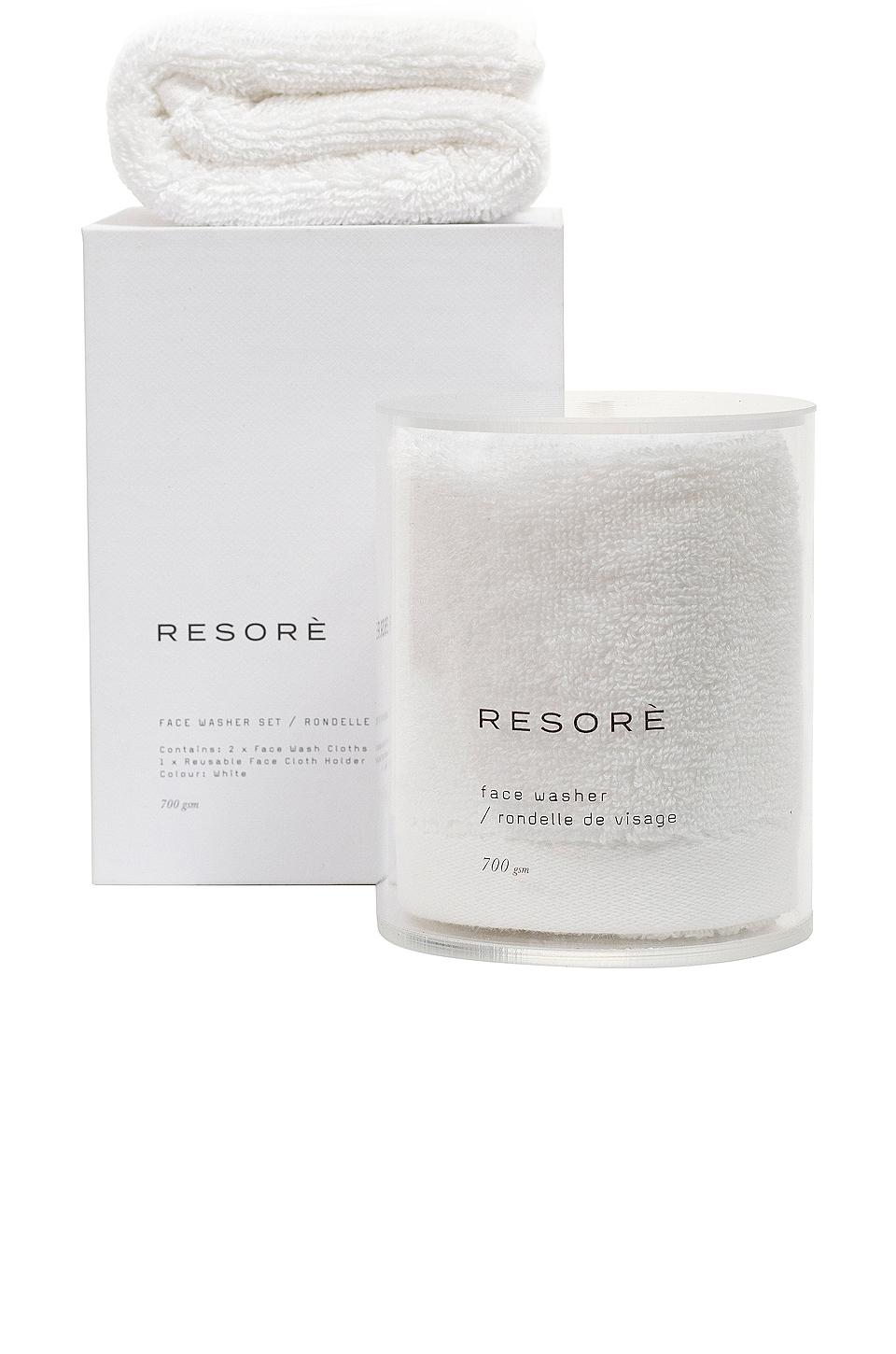 Resore Set of 2 Wash Cloths With Wash Cloth Holder in White by RESORE
