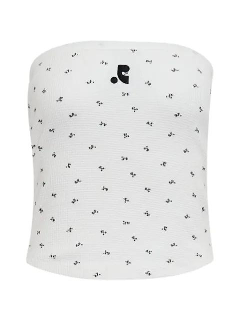logo-pattern tube top by REST&RECREATION