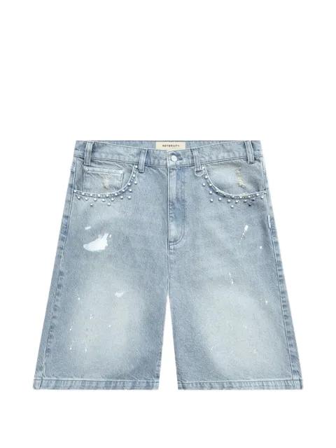 studded-detail denim shorts by RETERNITY