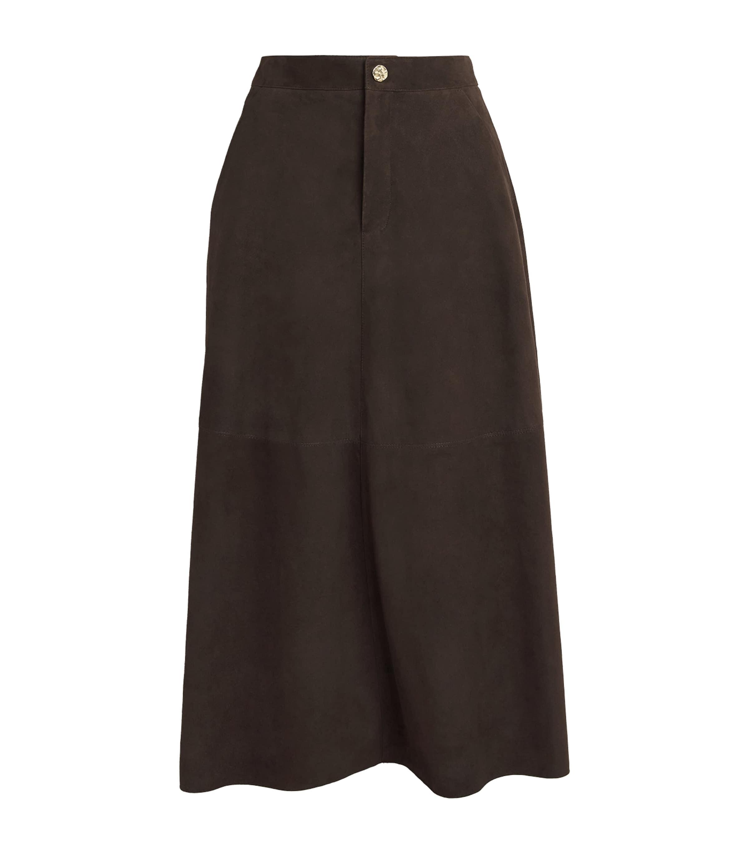 RETORI Suede Straight Midi Skirt by RETORI