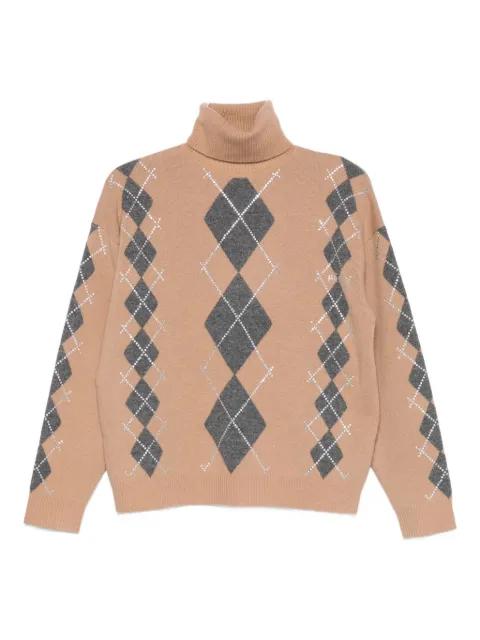 Alberte embellished argyle-pattern sweater by RETROFETE