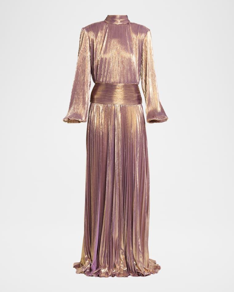Brienne Long-Sleeve Lamé Gown by RETROFETE