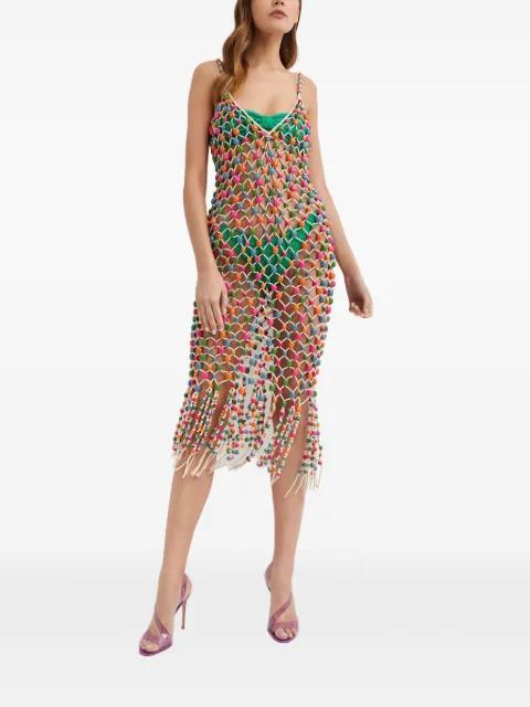 Calypso beaded fringed beach midi dress by RETROFETE
