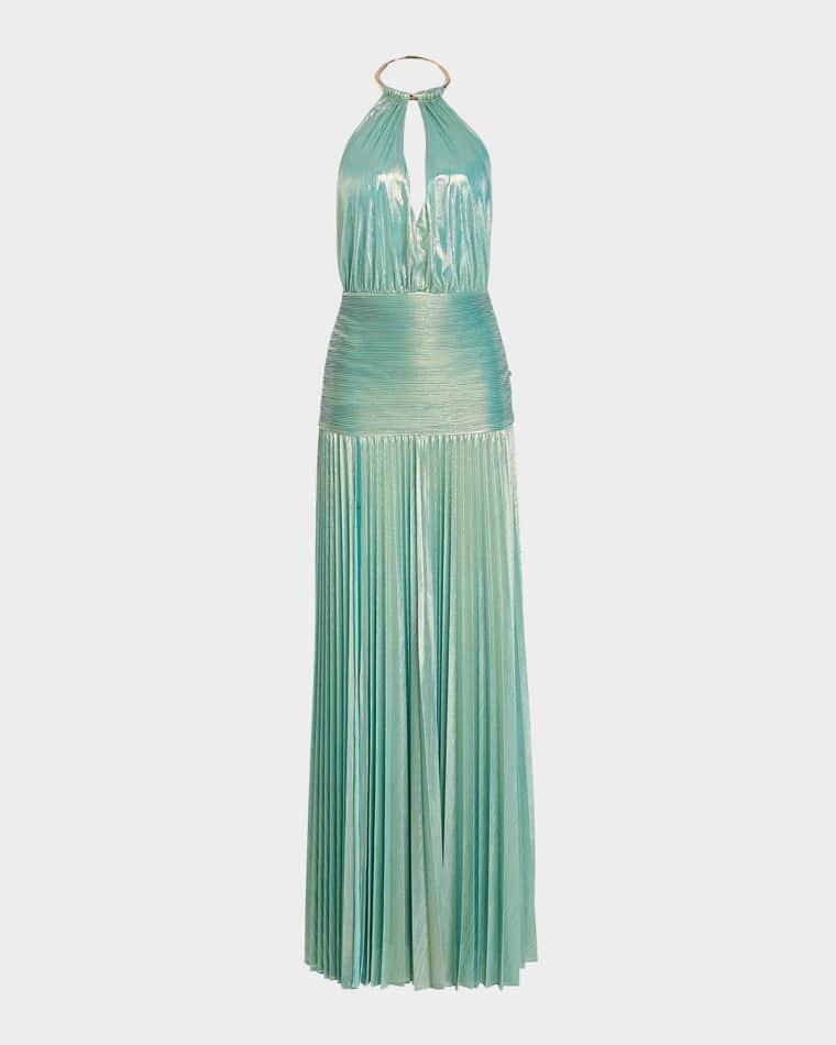 Faelina Lamé Open-Back Choker Gown by RETROFETE
