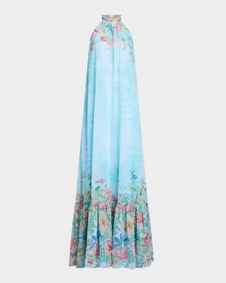 Francy Floral Chiffon Halter Dress by RETROFETE