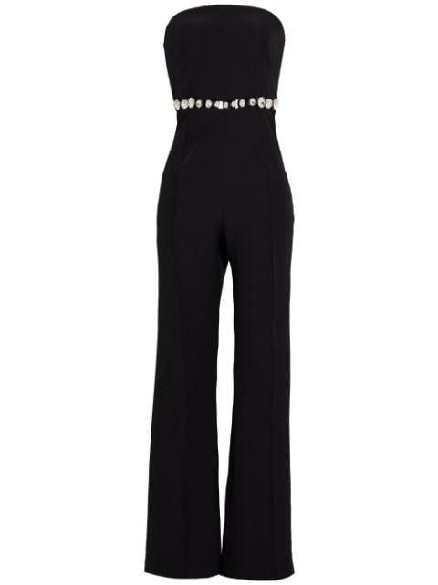 Glenda crystal-embellished bandeau jumpsuit by RETROFETE