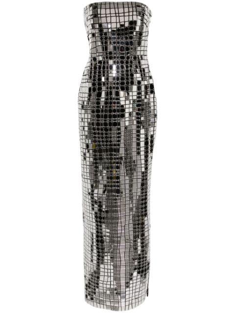 Imani metallic strapless gown by RETROFETE