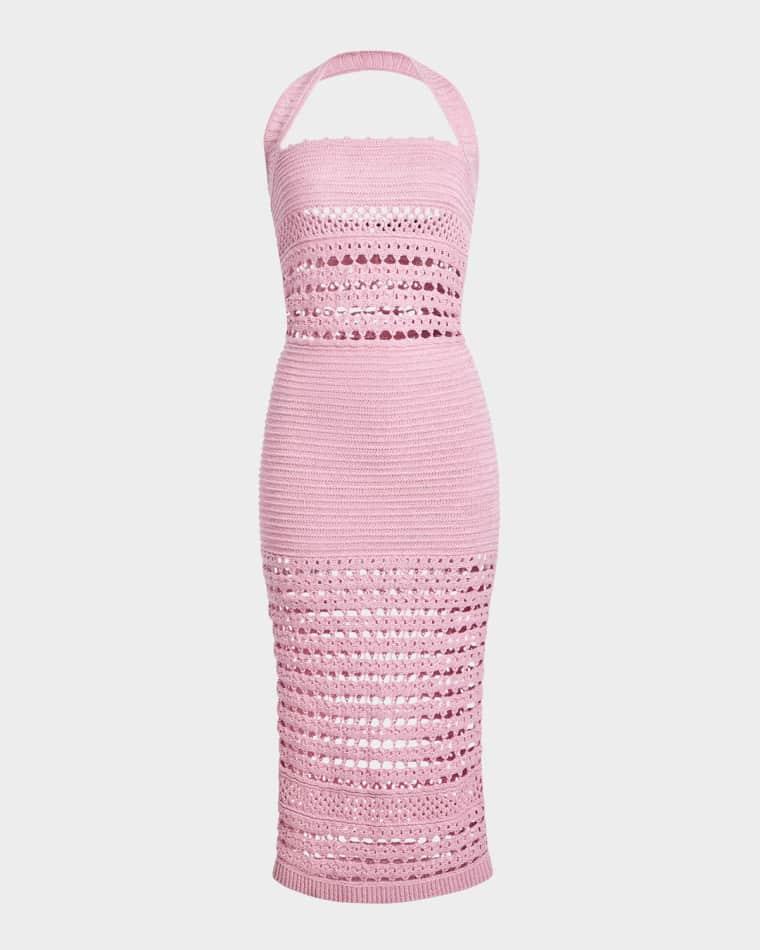 Jaycee Crochet Halter Midi Dress by RETROFETE