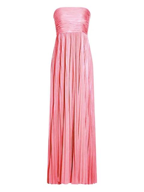 Sevyn pleated strapless gown by RETROFETE