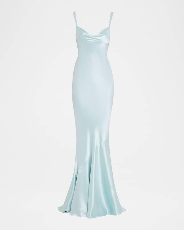 Vinicia Draped Satin GOwn by RETROFETE