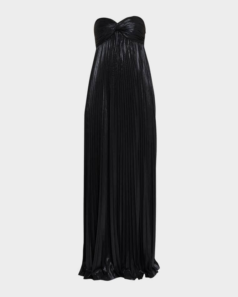 Zoa Strapless Lamé Twisted-Bodice Gown by RETROFETE