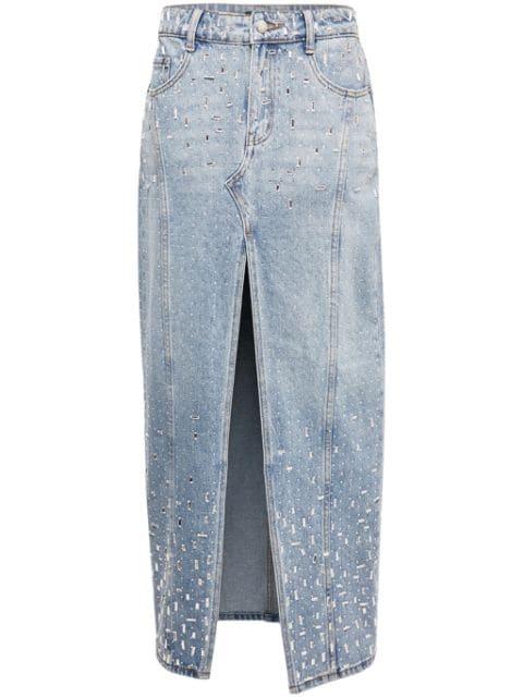 crystal-embellished denim skirt by RETROFETE