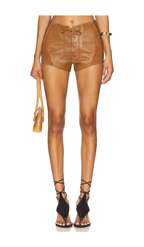 retrofete Agda Suede Short in Brown by RETROFETE