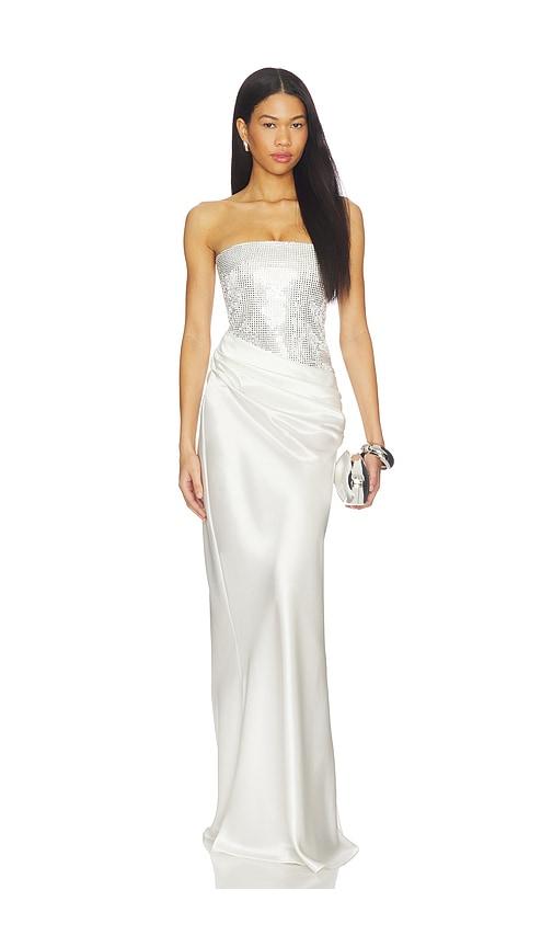retrofete Alexandra Dress in Metallic Silver,White by RETROFETE