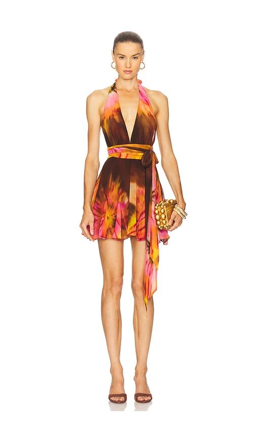 retrofete Briola Chiffon Dress in Brown,Coral by RETROFETE