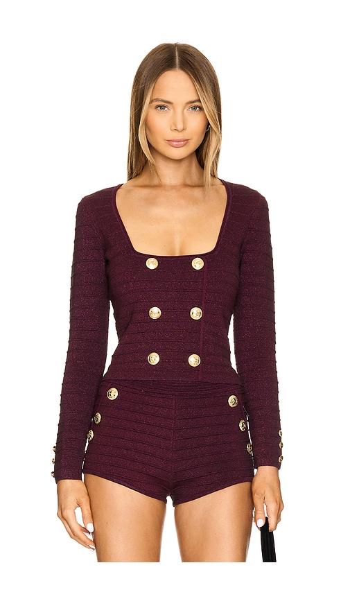 retrofete Clemence Bandage Top in Burgundy by RETROFETE