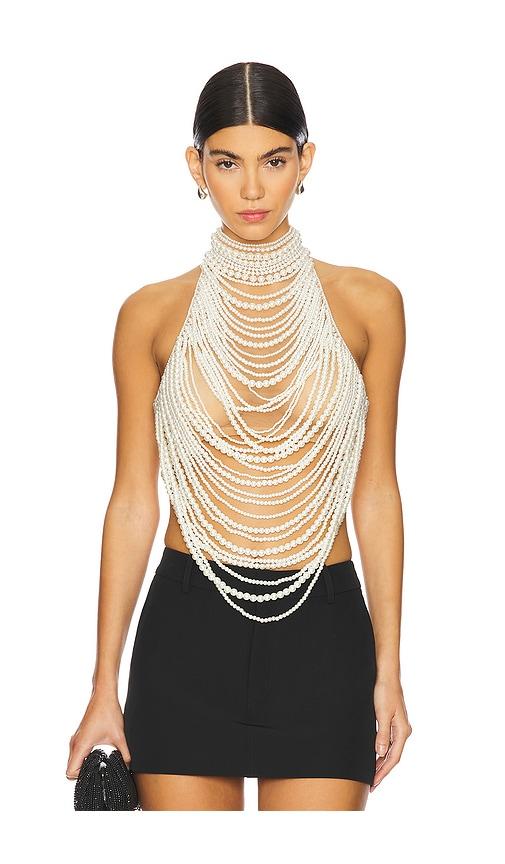 retrofete Elsie Pearl Top in White by RETROFETE