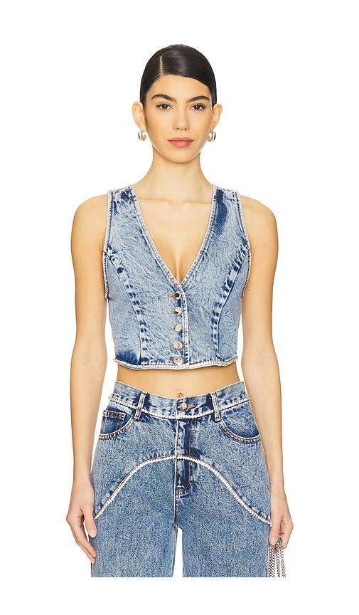 retrofete Jordi Denim Vest in Blue by RETROFETE
