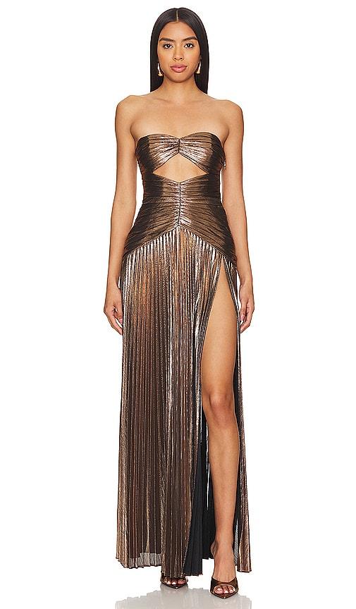 retrofete Mallory Dress in Metallic Bronze by RETROFETE
