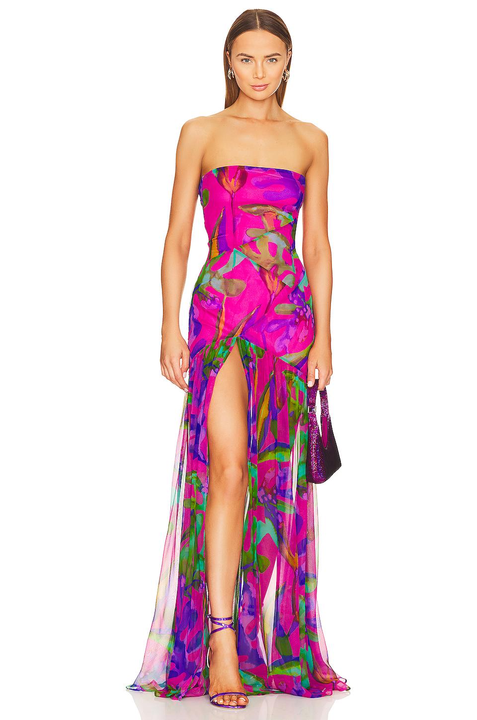 retrofete Nicole Silk Dress in Fuchsia by RETROFETE