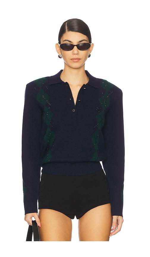 retrofete Nicolina Embellished Polo in Navy by RETROFETE