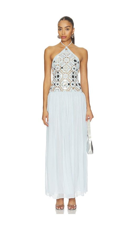 retrofete Odetta Crochet Dress in Baby Blue by RETROFETE