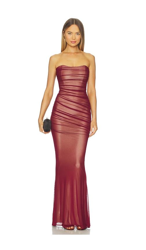 retrofete Quintessa Mesh Dress in Burgundy by RETROFETE
