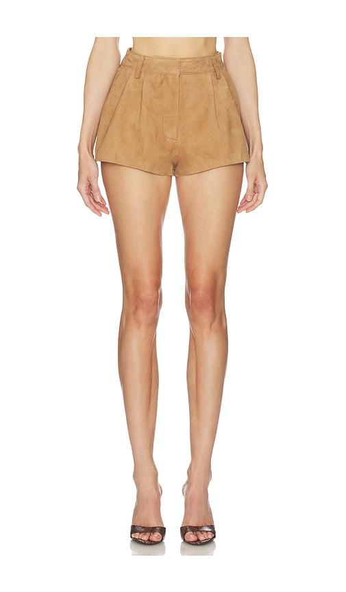 retrofete Reyes Suede Short in Tan by RETROFETE