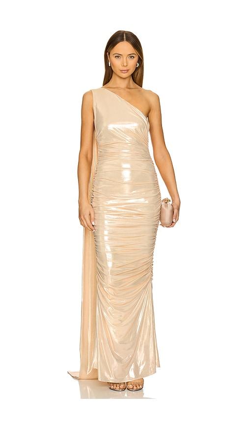 retrofete Shannon Dress in Metallic Gold by RETROFETE retrofete Shannon Dress in Metallic Gold by RETROFETE