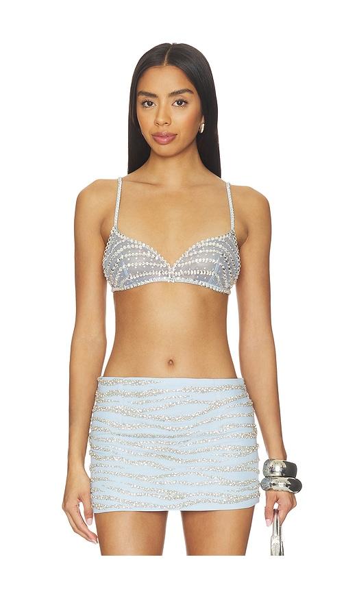 retrofete Tansy Bra in Baby Blue,Metallic Silver by RETROFETE