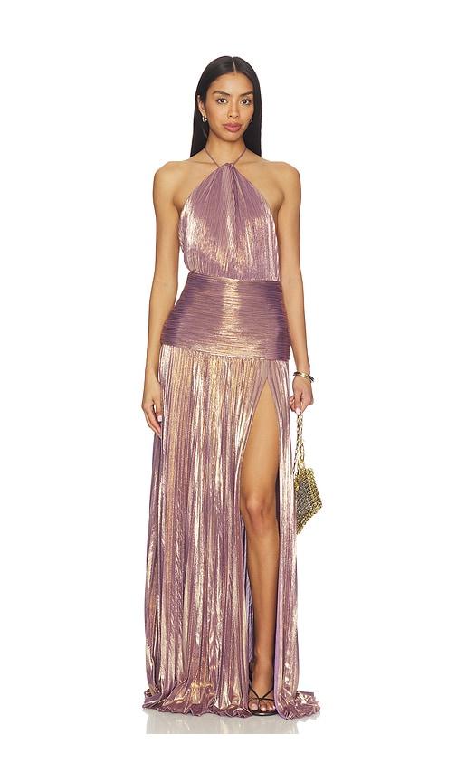 retrofete Thalia Dress in Metallic Gold,Purple by RETROFETE