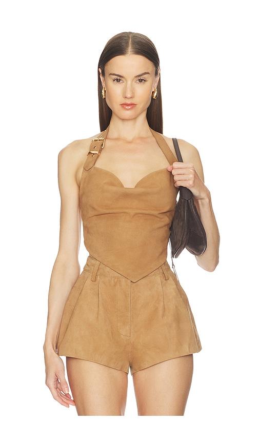 retrofete Windsor Suede Top in Tan by RETROFETE