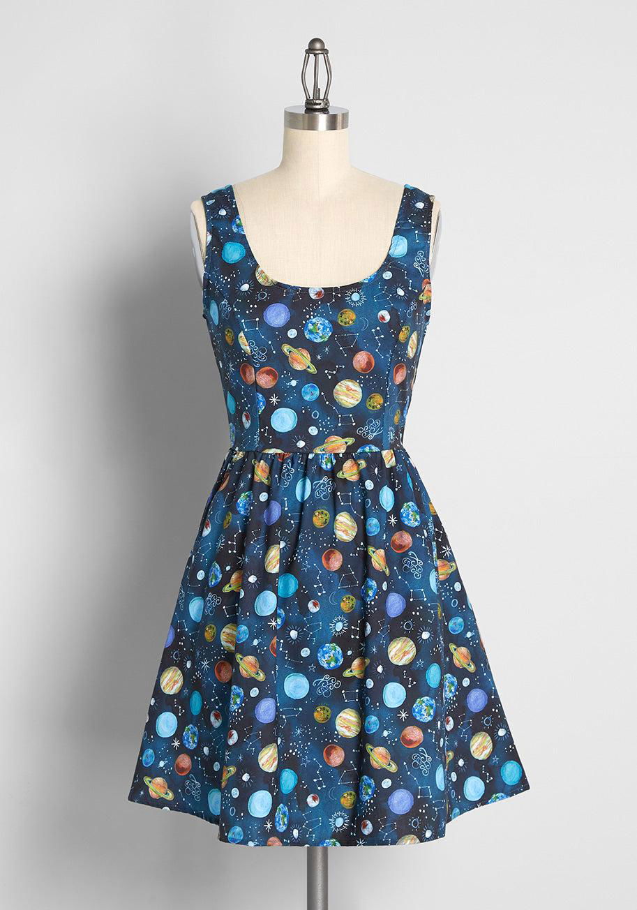 Retrolicious Cosmic Proportions Fit And Flare Dress by RETROLICIOUS