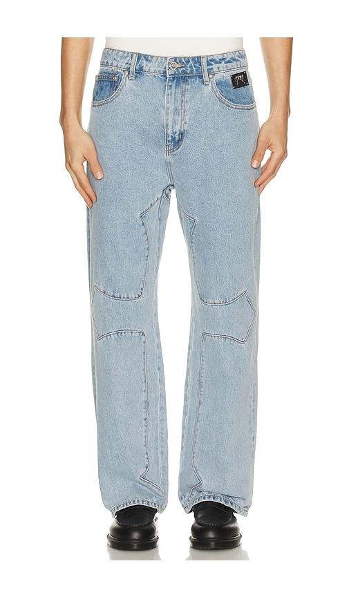 Revenge Cross Denim Pant in Blue by REVENGE