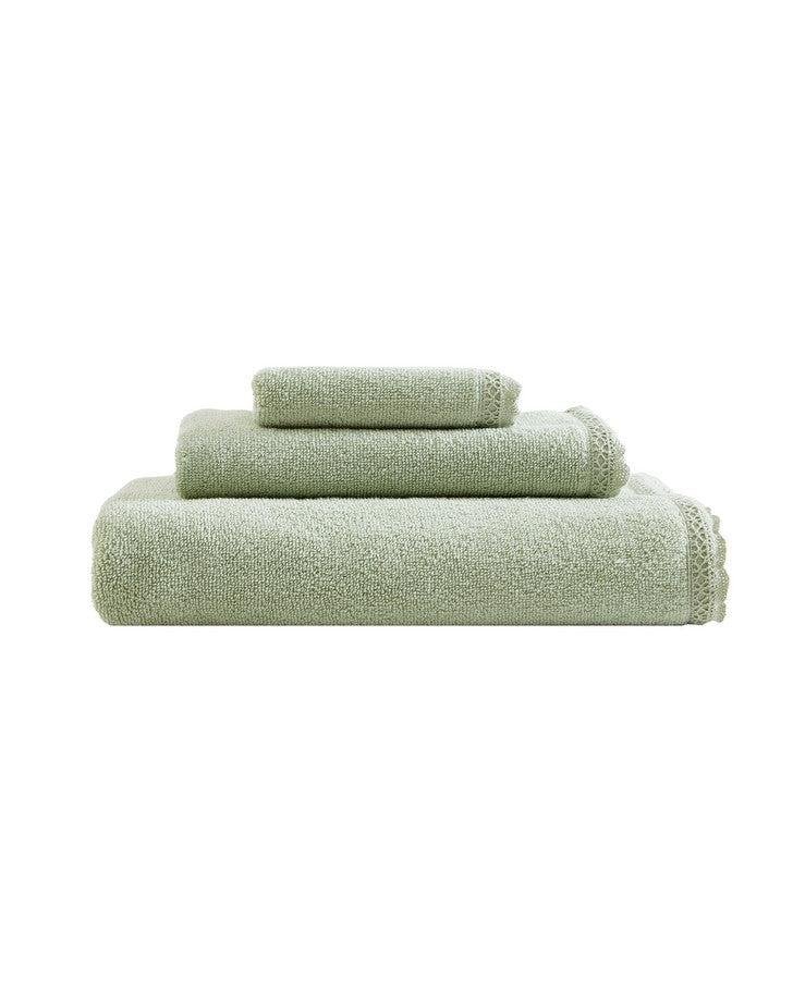 Juliette Lace Hem Green 3 Piece Towel Set by REVMAN