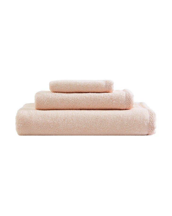 Juliette Lace Hem Pink 3 Piece Towel Set by REVMAN