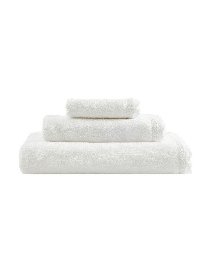 Juliette Lace Hem White 3 Piece Towel Set by REVMAN