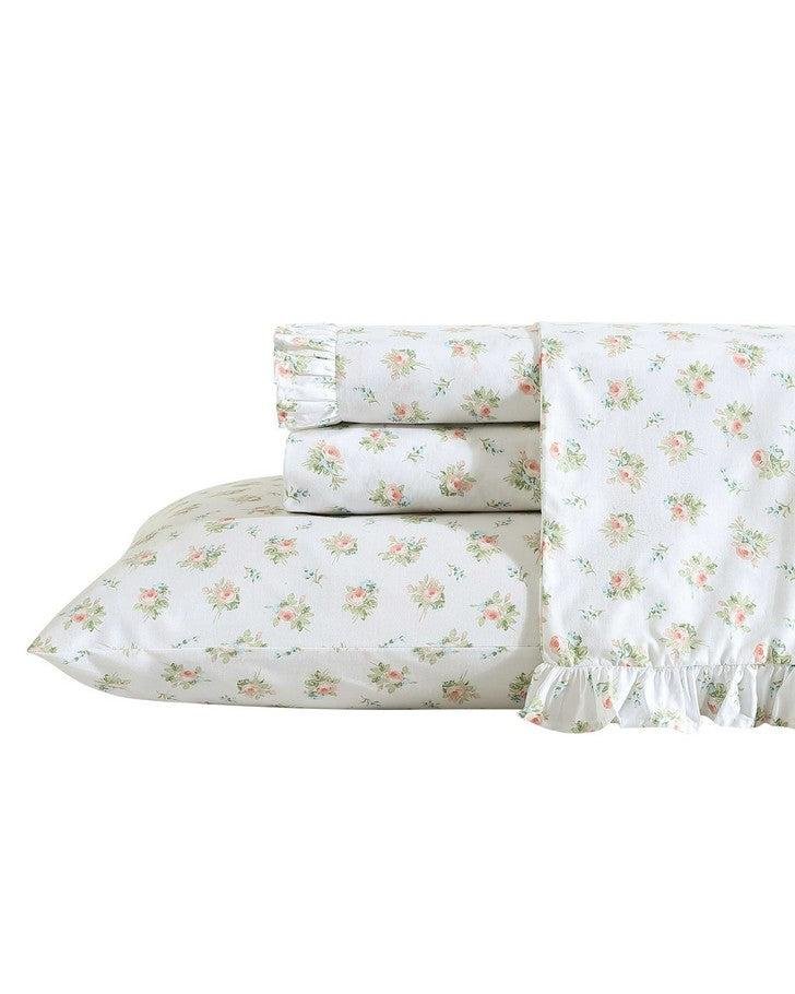 Roseford Cotton Percale White and Soft Orange Pillowcase Pair by REVMAN