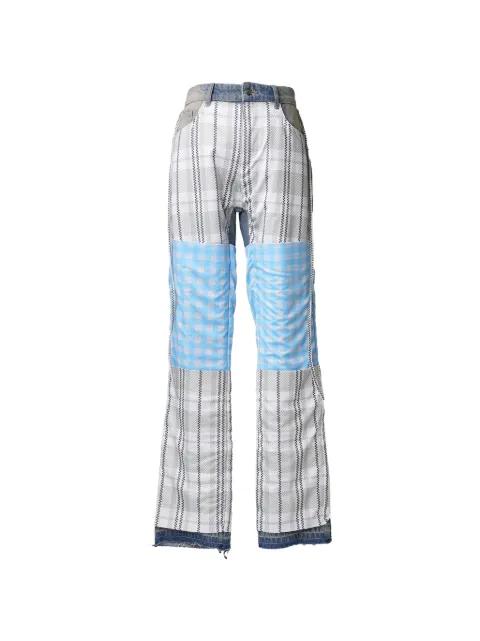 apron-pocket check straight-leg jeans by REWARD IF FOUND