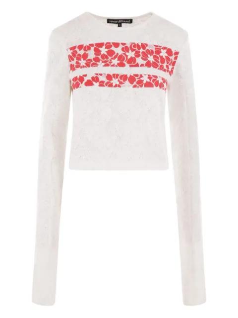 floral-panel knit top by REWARD IF FOUND