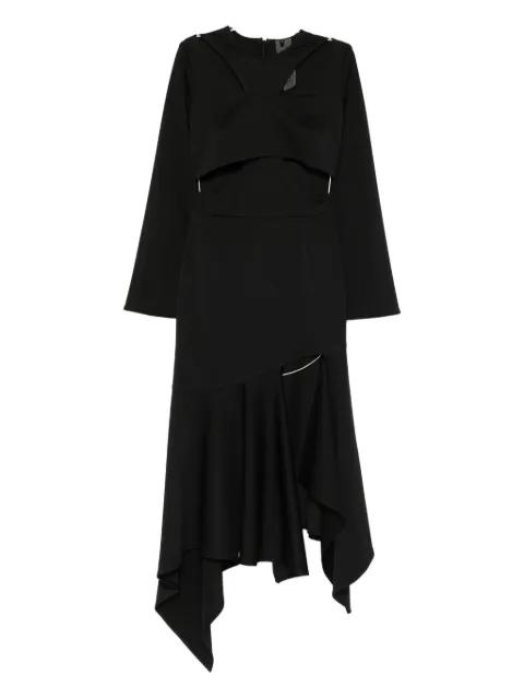 Evelyn cut-out asymmetric midi dress by RHIZOME