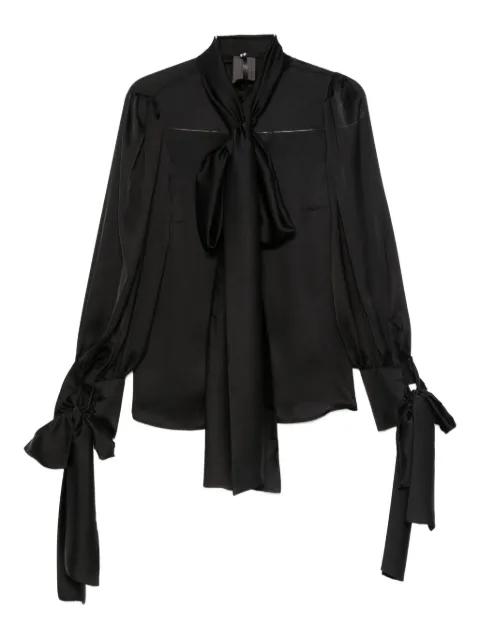 bow-tie silk blouse by RHIZOME